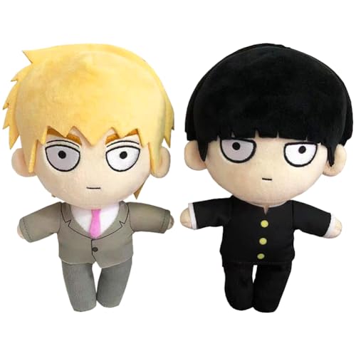 2 x Mob Anime Plüschtier, 20 cm, Reigen Arataka, Kageyama, Shigeo, weicher Plüsch, niedlich, Cartoon, gefüllt, kreatives Kissen, Heimdekoration, Geschenke von Anjinguang