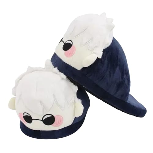 Anime Gojo Satoru Hausschuhe Damen Herren JJK Plüsch Hausschuhe Niedlich JJK Merch Warme Hausschuhe für Winter Indoor Haus Hausschuhe (Passend für Größen 36-42) von Anjinguang