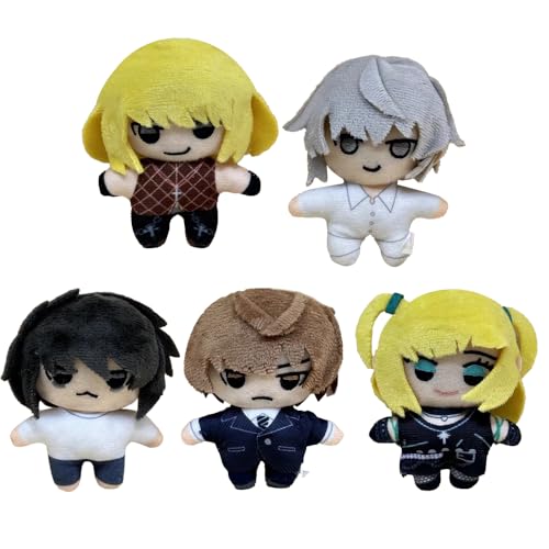 Anime-Plüsch-Anhänger, weich, gefüllte Figur, Misa Amane/Light Yagami/L, niedliches Cartoon-Wurfkissen, Taschenanhänger, Dekoration, 9 cm, 5 Stück Anime-Plüsch-Anhänger, weich, gefüllte Figur, Misa Amane/Light Yagami/L, niedliches Cartoon-Wurfkissen, Taschenanhänger, Dekoration, 9 cm, 5 Stück von Anjinguang