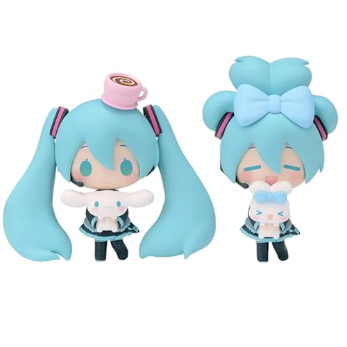 Anjinguang 2PCS Miku Figuren Anime Figur - 10cm Niedliches Mädchen Miku Action Figur Modell Handgemachtes Sammlerstück Desktop Dekoration Geschenke für Fans von Anjinguang