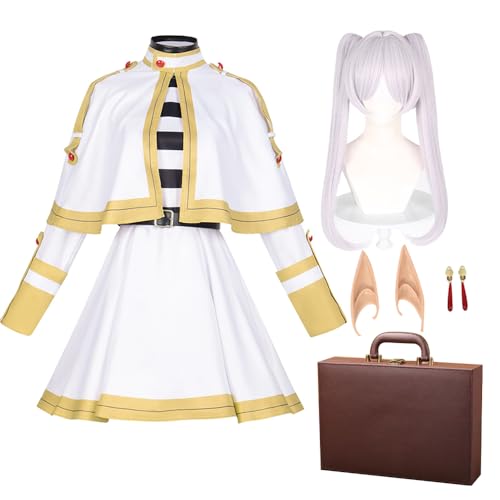 Anjinguang Anime-Frieren Cosplay-Kostüm für Damen, Farn-Umhang, Rock, Uniform, Elfenohren, Requisiten, Outfit für Halloween-Party Anjinguang Anime-Frieren Cosplay-Kostüm für Damen, Farn-Umhang, Rock, Uniform, Elfenohren, Requisiten, Outfit für Halloween-Party von Anjinguang