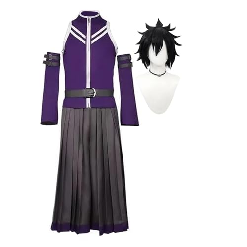 Anjinguang Graues Fullbuster-Cosplay-Kostüm, Anime, Lila, Cosplay-Kleid, Uniform, Hemd, Faltenrock, komplettes Set, Halloween-Party-Outfit von Anjinguang