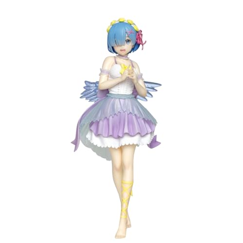 Anjinguang Re:0 Figur REM Girl Actionfigur Anime REM Lila Kristall Kleid Modell Desktop Dekoration Sammlung Statue Anime Geschenke 19 cm von Anjinguang
