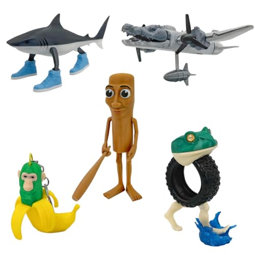 Brainrot Tiere Figur Tung Tung Tung Sahur Actionfigur Tralalelo Tralala Cartoon-Figuren 6-13 cm 3D gedruckt Q Ver. Modell PVC Kollektion Kuchen Dekoration Geschenk (5PCS) von Anjinguang