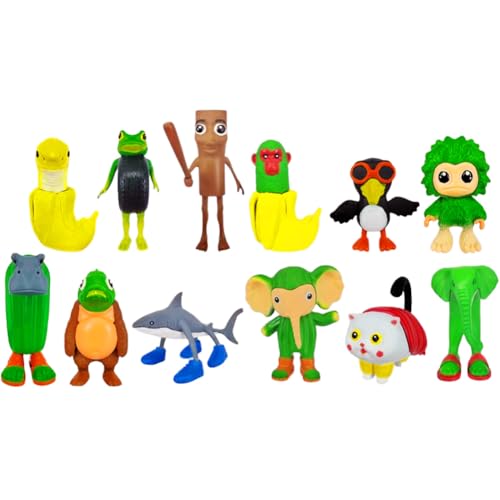 Brainrot Tiere Figur Tung Tung Tung Sahur Actionfigur Tralalelo Tralala Cartoon-Figuren 7-9 cm 3D gedruckt Q Ver. Modell PVC Kollektion Kuchen Dekoration Geschenk (12 Stück) von Anjinguang