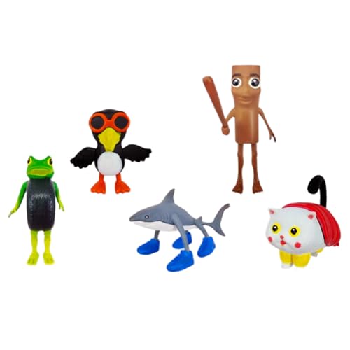 Brainrot Tiere Figur Tung Tung Tung Sahur Actionfigur Tralalelo Tralala Cartoon-Figuren 7-9 cm 3D gedruckt Q Ver. Modell PVC Kollektion Kuchen Dekoration Geschenk (5PCS) von Anjinguang
