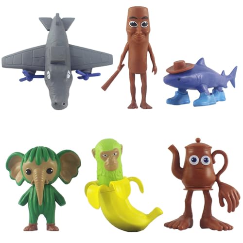 Brainrot Tiere Figur Tung Tung Tung Sahur Actionfigur Tralalelo Tralala Cartoon-Figuren 7-9 cm 3D gedruckt Q Ver. Modell PVC Kollektion Kuchen Dekoration Geschenk (6PCS) von Anjinguang