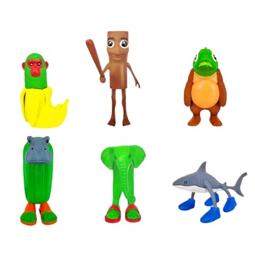 Brainrot Tiere Figur Tung Tung Tung Sahur Actionfigur Tralalelo Tralala Cartoon-Figuren 7-9 cm 3D gedruckt Q Ver. Modell PVC Kollektion Kuchen Dekoration Geschenk (6PCS) von Anjinguang