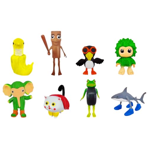 Brainrot Tiere Figur Tung Tung Tung Sahur Actionfigur Tralalelo Tralala Cartoon Figuren 7-9cm 3D Gedruckt Q Ver. Modell PVC Collection Kuchen Dekoration Geschenk (8PCS) von Anjinguang