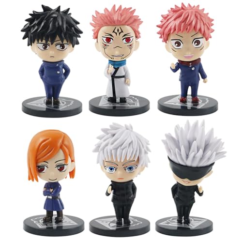 JJK Actionfigur Gojo Satoru Cake Topper Figur Statue Anime Fushiguro Megumi Figuren-Set 6 Stück Mini Cartoon Modell Desktop Zimmer Geburtstag Dekoration PVC 9,5 x 5,5 cm JJK Actionfigur Gojo Satoru Cake Topper Figur Statue Anime Fushiguro Megumi Figuren-Set 6 Stück Mini Cartoon Modell Desktop Zimmer Geburtstag Dekoration PVC 9,5 x 5,5 cm von Anjinguang