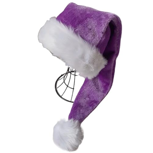 Ankelesz Schwarze Plüsch-Weihnachtsmütze für Erwachsene, Unisex, lang, Weihnachten, Halloween, Kostümpartys (lila) von Ankelesz