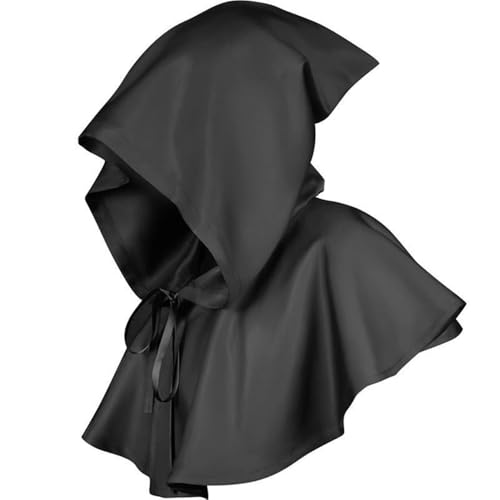 Herren-Umhang, Vintage, Gothic, Kutte, Hut für Halloween, mit Kapuze, Wicca, heidnisches Cosplay-Zubehör von Ankelesz