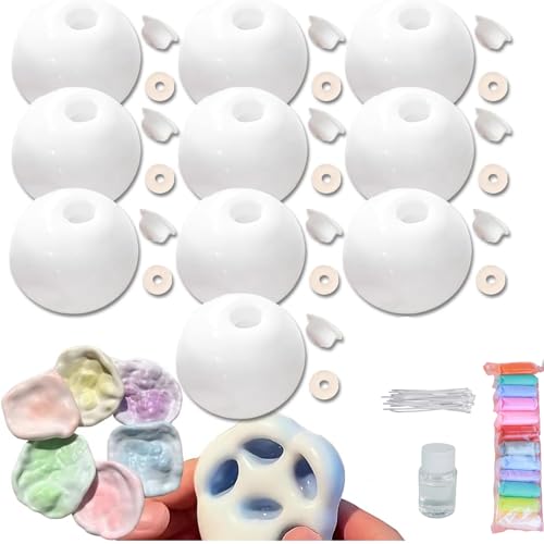 DIY-Set für Leere Druckballhüllen, Vakuum-Squishy-Stressball-Bastelset, mit leerer Hülle, Deckel und Dehnwerkzeug für sensorische Entspannung und Stressabbau (Weiß) von Ankepw