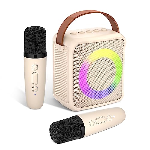 Ankuka Karaoke-Spielzeug für Kinder & Erwachsene mit 2 Mikrofonen, tragbare Karaoke-Maschine mit LED-Licht und Sprachveränderungseffekten, Geschenke für Alter 3-18 Kinder, Jungen, Mädchen,(Beige) Ankuka Karaoke-Spielzeug für Kinder & Erwachsene mit 2 Mikrofonen, tragbare Karaoke-Maschine mit LED-Licht und Sprachveränderungseffekten, Geschenke für Alter 3-18 Kinder, Jungen, Mädchen,(Beige) von Ankuka