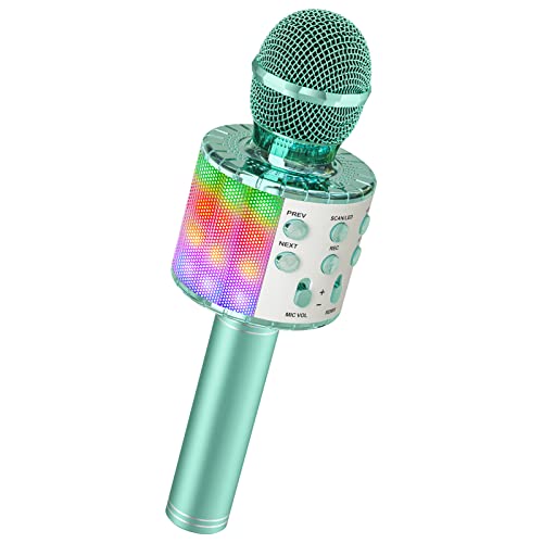 Magic Sing LED Karaoke Mikrofon Kinder, Drahtloses Bluetooth Spielzeug ab 3-12 Jahre Geschenk Mädchen KTV Lautsprecher mit Stimmenverzerrer, Heim KTV Karaoke Maschine für Android, iOS, PC(Grün) von Ankuka