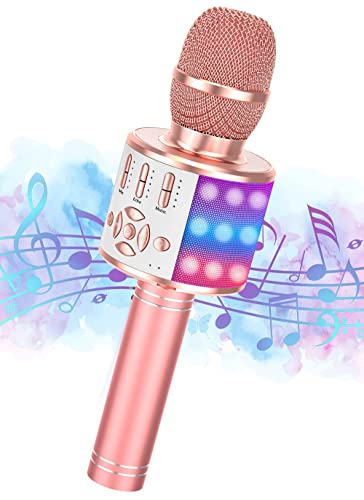 Magic Sing LED Karaoke Mikrofon Kinder, Drahtloses Bluetooth Spielzeug ab 3-12 Jahre Geschenk Mädchen KTV Lautsprecher mit Stimmenverzerrer, Heim KTV Karaoke Maschine für Android, iOS, PC(KP06-Rosé) Magic Sing LED Karaoke Mikrofon Kinder, Drahtloses Bluetooth Spielzeug ab 3-12 Jahre Geschenk Mädchen KTV Lautsprecher mit Stimmenverzerrer, Heim KTV Karaoke Maschine für Android, iOS, PC(KP06-Rosé) von Ankuka