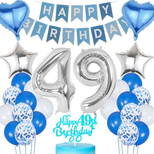 Anlgdi Blau Silber Luftballons 49. Geburtstag Dekoration, Tortendeko Geburtstag 49 Jahre Mann, Geburtstagsdeko 49 Jahre Mann Frau, Deko 49 Jahre Geburtstag Männer, Happy Birthday 49. Frauen Geburtstag Anlgdi Blau Silber Luftballons 49. Geburtstag Dekoration, Tortendeko Geburtstag 49 Jahre Mann, Geburtstagsdeko 49 Jahre Mann Frau, Deko 49 Jahre Geburtstag Männer, Happy Birthday 49. Frauen Geburtstag von Anlgdi