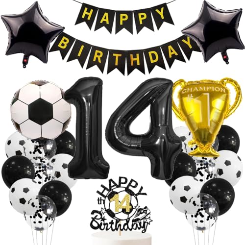 Anlgdi Luftballon 14. Geburtstag Deko, Fußballs Ballon 14. Geburtstags Deko Junge, Helium Ballon 14 Geburtstags Junge, Happy Birthday Banner für Fussball 14. Geburtstag Party Dekoration Anlgdi Luftballon 14. Geburtstag Deko, Fußballs Ballon 14. Geburtstags Deko Junge, Helium Ballon 14 Geburtstags Junge, Happy Birthday Banner für Fussball 14. Geburtstag Party Dekoration von Anlgdi
