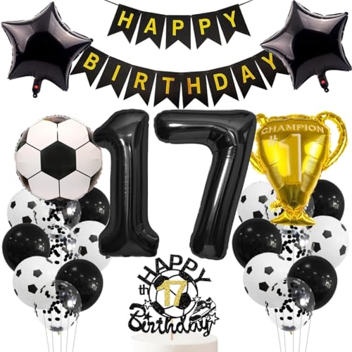 Anlgdi Luftballon 17. Geburtstag Deko, Fußball Ballon 17. Geburtstag Deko Junge, Fussball Helium Ballon 17 Geburtstag Junge, Happy Birthday Banner für Fussball 17. Geburtstag Party Dekoration Anlgdi Luftballon 17. Geburtstag Deko, Fußball Ballon 17. Geburtstag Deko Junge, Fussball Helium Ballon 17 Geburtstag Junge, Happy Birthday Banner für Fussball 17. Geburtstag Party Dekoration von Anlgdi