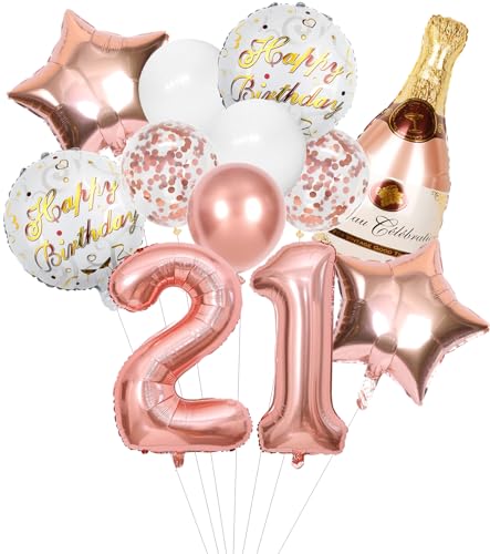 Anlgdi Folienballon Champagne Rosegold, Luftballon 21. Geburtstag Deko Frau, Geburtstagsdeko 21 Jahre Frauen, Helium Ballon Champagner Flasche Bier Happy Birthday Deko für 21. Geburtstag Party Deko Anlgdi Folienballon Champagne Rosegold, Luftballon 21. Geburtstag Deko Frau, Geburtstagsdeko 21 Jahre Frauen, Helium Ballon Champagner Flasche Bier Happy Birthday Deko für 21. Geburtstag Party Deko von Anlgdi