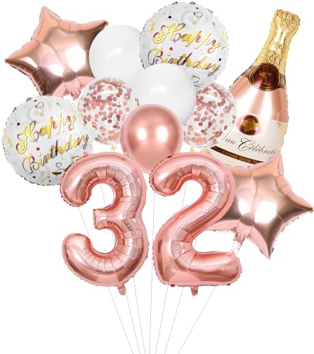 Anlgdi Folienballon Champagne Rosegold, Luftballon 32. Geburtstag Deko Frau, Geburtstagsdeko 32 Jahre Frauen, Helium Ballon Champagner Flasche Bier Happy Birthday Deko für 32. Geburtstag Party Deko Anlgdi Folienballon Champagne Rosegold, Luftballon 32. Geburtstag Deko Frau, Geburtstagsdeko 32 Jahre Frauen, Helium Ballon Champagner Flasche Bier Happy Birthday Deko für 32. Geburtstag Party Deko von Anlgdi