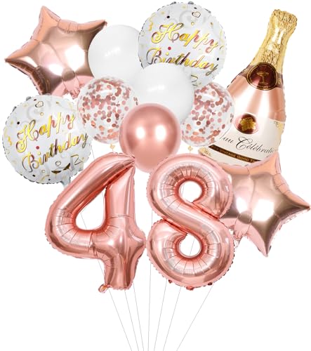 Anlgdi Folienballon Champagne Rosegold, Luftballon 48. Geburtstag Deko Frau, Geburtstagsdeko 48 Jahre Frauen, Helium Ballon Champagner Flasche Bier Happy Birthday Deko für 48. Geburtstag Party Deko Anlgdi Folienballon Champagne Rosegold, Luftballon 48. Geburtstag Deko Frau, Geburtstagsdeko 48 Jahre Frauen, Helium Ballon Champagner Flasche Bier Happy Birthday Deko für 48. Geburtstag Party Deko von Anlgdi