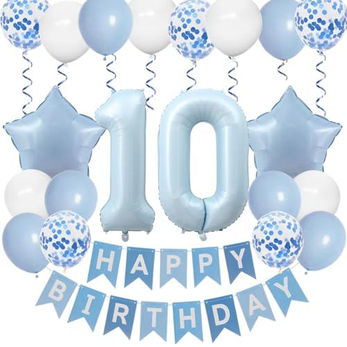 Anlgdi Blau 10. Geburtstag Dekoration Set, Luftballons 10. Geburtstag Junge, Folienballon 10. Geburtstags Deko Mädchen, Happy Birthday Banner 10 Geburtstags Junge, Geburtstagsdeko 10 Jahre Mädchen Anlgdi Blau 10. Geburtstag Dekoration Set, Luftballons 10. Geburtstag Junge, Folienballon 10. Geburtstags Deko Mädchen, Happy Birthday Banner 10 Geburtstags Junge, Geburtstagsdeko 10 Jahre Mädchen von Anlgdi