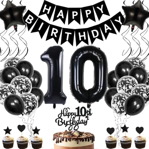 Anlgdi Geburtstagsdeko 10 Jahre Mädchen Junge, Luftballons 10. Geburtstag Dekoration, Schwarz Tortendeko Geburtstag 10 Jahre Mädchen, Folienballon Zahl 10 Schwarz, Deko 10. Geburtstag Mädchen Junge Anlgdi Geburtstagsdeko 10 Jahre Mädchen Junge, Luftballons 10. Geburtstag Dekoration, Schwarz Tortendeko Geburtstag 10 Jahre Mädchen, Folienballon Zahl 10 Schwarz, Deko 10. Geburtstag Mädchen Junge von Anlgdi