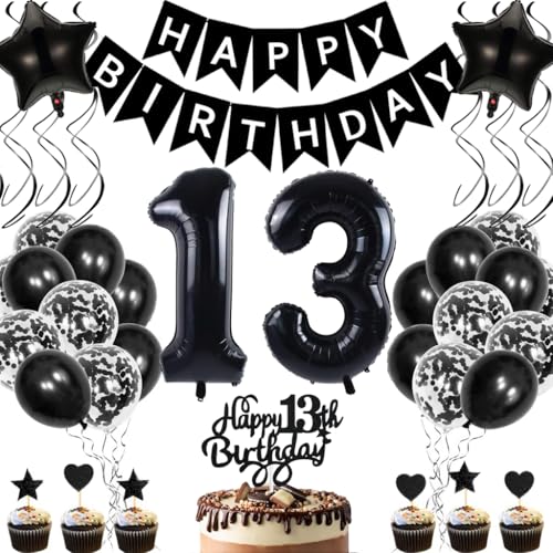 Anlgdi Geburtstagsdeko 13 Jahre Mädchen Junge, Luftballons 13. Geburtstag Dekoration, Schwarz Tortendeko Geburtstag 13 Jahre Mädchen, Folienballon Zahl 13 Schwarz, Deko 13. Geburtstag Mädchen Junge Anlgdi Geburtstagsdeko 13 Jahre Mädchen Junge, Luftballons 13. Geburtstag Dekoration, Schwarz Tortendeko Geburtstag 13 Jahre Mädchen, Folienballon Zahl 13 Schwarz, Deko 13. Geburtstag Mädchen Junge von Anlgdi