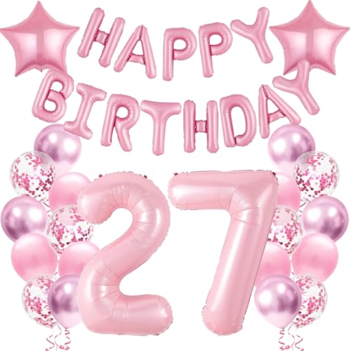 Anlgdi Geburtstagsdeko 27 Jahre Frauen, Luftballons 27. Geburtstag Dekoration Frau, Folienballon Happy Birthday Deko 27 Jahre Weiblich, Rosé Ballons 27. Geburtstag Party Dekoration Set Anlgdi Geburtstagsdeko 27 Jahre Frauen, Luftballons 27. Geburtstag Dekoration Frau, Folienballon Happy Birthday Deko 27 Jahre Weiblich, Rosé Ballons 27. Geburtstag Party Dekoration Set von Anlgdi
