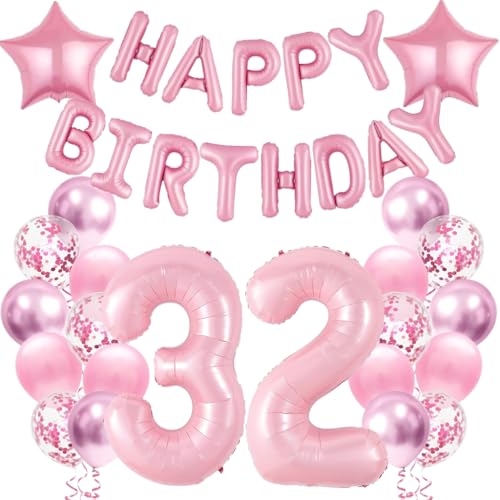 Anlgdi Geburtstagsdeko 32 Jahre Frauen, Luftballons 32. Geburtstag Dekoration Frau, Folienballon Happy Birthday Deko 32 Jahre Weiblich, Rosé Ballons 32. Geburtstag Party Dekoration Set Anlgdi Geburtstagsdeko 32 Jahre Frauen, Luftballons 32. Geburtstag Dekoration Frau, Folienballon Happy Birthday Deko 32 Jahre Weiblich, Rosé Ballons 32. Geburtstag Party Dekoration Set von Anlgdi