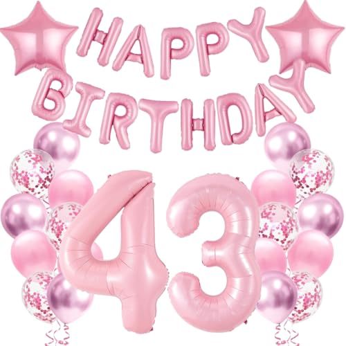 Anlgdi Geburtstagsdeko 43 Jahre Frauen, Luftballons 43. Geburtstag Dekoration Frau, Folienballon Happy Birthday Deko 43 Jahre Weiblich, Rosé Ballons 43. Geburtstag Party Dekoration Set Anlgdi Geburtstagsdeko 43 Jahre Frauen, Luftballons 43. Geburtstag Dekoration Frau, Folienballon Happy Birthday Deko 43 Jahre Weiblich, Rosé Ballons 43. Geburtstag Party Dekoration Set von Anlgdi