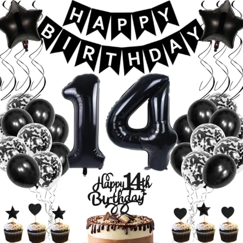 Anlgdi Geburtstagsdeko 14 Jahre Mädchen Junge, Luftballons 14. Geburtstag Dekoration, Schwarz Tortendeko Geburtstag 14 Jahre Mädchen, Folienballon Zahl 14 Schwarz, Deko 14. Geburtstag Mädchen Junge Anlgdi Geburtstagsdeko 14 Jahre Mädchen Junge, Luftballons 14. Geburtstag Dekoration, Schwarz Tortendeko Geburtstag 14 Jahre Mädchen, Folienballon Zahl 14 Schwarz, Deko 14. Geburtstag Mädchen Junge von Anlgdi