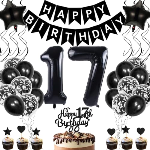 Anlgdi Geburtstagsdeko 17 Jahre Mädchen Junge, Luftballons 17. Geburtstag Dekoration, Schwarz Tortendeko Geburtstags 17 Jahre Mädchen, Folienballon Zahl 17 Schwarz, Deko 17. Geburtstag Junge Anlgdi Geburtstagsdeko 17 Jahre Mädchen Junge, Luftballons 17. Geburtstag Dekoration, Schwarz Tortendeko Geburtstags 17 Jahre Mädchen, Folienballon Zahl 17 Schwarz, Deko 17. Geburtstag Junge von Anlgdi