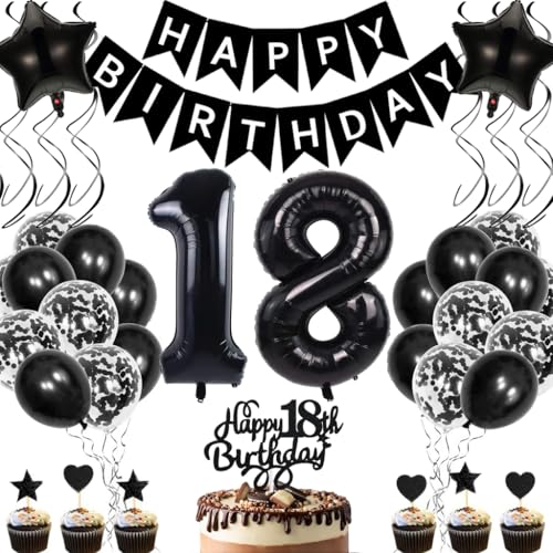 Anlgdi Geburtstagsdeko 18 Jahre Mädchen Junge, Luftballons 18. Geburtstag Dekoration, Schwarz Tortendeko Geburtstag 18 Jahre Mädchen, Folienballon Zahl 18 Schwarz, Deko 18. Geburtstag Mädchen Junge Anlgdi Geburtstagsdeko 18 Jahre Mädchen Junge, Luftballons 18. Geburtstag Dekoration, Schwarz Tortendeko Geburtstag 18 Jahre Mädchen, Folienballon Zahl 18 Schwarz, Deko 18. Geburtstag Mädchen Junge von Anlgdi