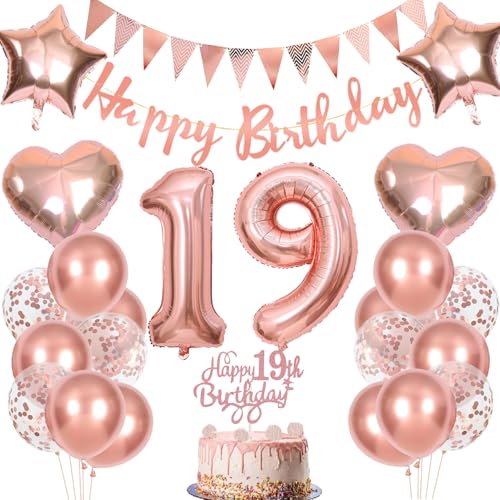 Anlgdi Geburtstagsdeko 19 Jahre Mädchen, Tortendeko Geburtstag 19 Jahre Mädchen, Deko 19. Geburtstag Mädchen, Rosegold Ballons 19. Geburtstag Mädchen, Happy Birthday Banner Deko 19 Geburtstag Mädchen Anlgdi Geburtstagsdeko 19 Jahre Mädchen, Tortendeko Geburtstag 19 Jahre Mädchen, Deko 19. Geburtstag Mädchen, Rosegold Ballons 19. Geburtstag Mädchen, Happy Birthday Banner Deko 19 Geburtstag Mädchen von Anlgdi