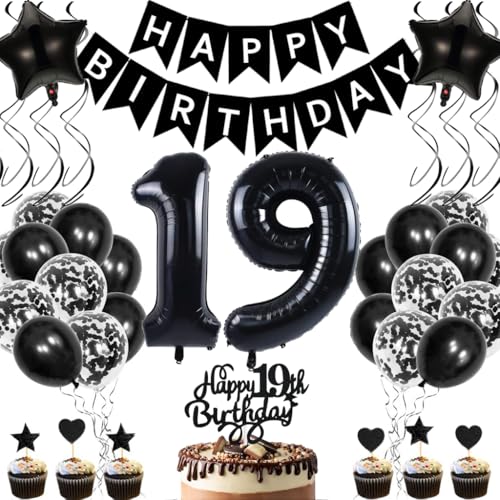 Anlgdi Geburtstagsdeko 19 Jahre Mädchen Junge, Luftballons 19. Geburtstag Dekoration, Schwarz Tortendeko Geburtstag 19 Jahre Mädchen, Folienballon Zahl 19 Schwarz, Deko 19. Geburtstag Mädchen Junge Anlgdi Geburtstagsdeko 19 Jahre Mädchen Junge, Luftballons 19. Geburtstag Dekoration, Schwarz Tortendeko Geburtstag 19 Jahre Mädchen, Folienballon Zahl 19 Schwarz, Deko 19. Geburtstag Mädchen Junge von Anlgdi