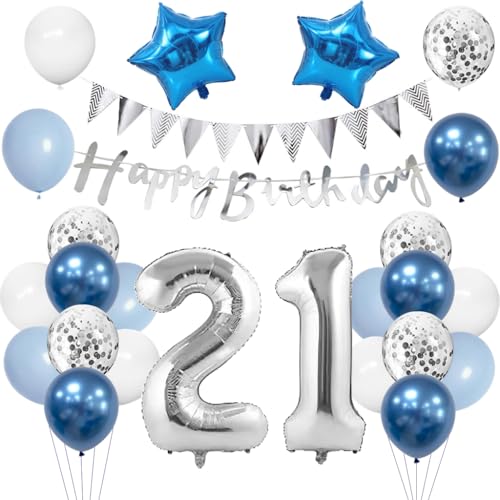 Anlgdi Geburtstagsdeko 21 Jahr Mann, Luftballon 21. Geburtstag Männer Deko, Blau Tortendeko Geburtstags 21 Jahre, Deko 21. Geburtstags Frauen, Folienballon 21 Geburtstag Männer Dekoration Anlgdi Geburtstagsdeko 21 Jahr Mann, Luftballon 21. Geburtstag Männer Deko, Blau Tortendeko Geburtstags 21 Jahre, Deko 21. Geburtstags Frauen, Folienballon 21 Geburtstag Männer Dekoration von Anlgdi