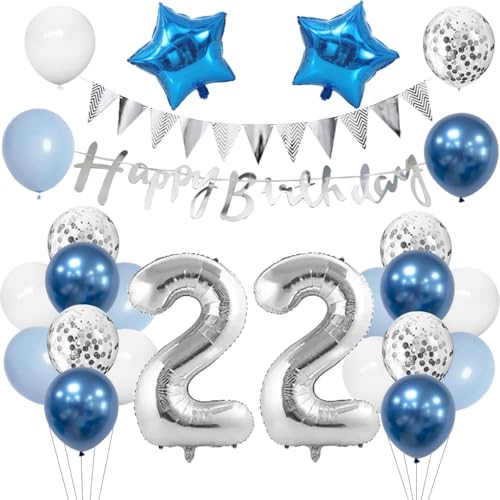Anlgdi Geburtstagsdeko 22 Jahr Mann, Luftballon 22. Geburtstag Männer Deko, Blau Tortendeko Geburtstags 22 Jahre, Deko 22. Geburtstags Frauen, Folienballon 22 Geburtstag Männer Dekoration Anlgdi Geburtstagsdeko 22 Jahr Mann, Luftballon 22. Geburtstag Männer Deko, Blau Tortendeko Geburtstags 22 Jahre, Deko 22. Geburtstags Frauen, Folienballon 22 Geburtstag Männer Dekoration von Anlgdi