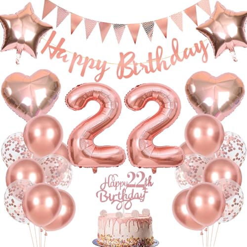 Anlgdi Geburtstagsdeko 22 Jahre Frau, Rosegold Tortendeko Geburtstag 22 Jahre Frauen, Deko 22. Geburtstag Frau, Luftballons 22. Geburtstag Frau, Happy Birthday Banner Deko 22 Geburtstag Frauen Anlgdi Geburtstagsdeko 22 Jahre Frau, Rosegold Tortendeko Geburtstag 22 Jahre Frauen, Deko 22. Geburtstag Frau, Luftballons 22. Geburtstag Frau, Happy Birthday Banner Deko 22 Geburtstag Frauen von Anlgdi