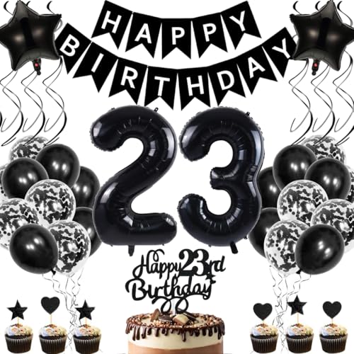 Anlgdi Geburtstagsdeko 23 Jahre Mann Frau, Luftballons 23. Geburtstag Dekoration, Schwarz Tortendeko Geburtstag 23 Jahre Frauen, Folienballon Zahl 23 Schwarz, Deko 23. Geburtstag Männer Frauen Anlgdi Geburtstagsdeko 23 Jahre Mann Frau, Luftballons 23. Geburtstag Dekoration, Schwarz Tortendeko Geburtstag 23 Jahre Frauen, Folienballon Zahl 23 Schwarz, Deko 23. Geburtstag Männer Frauen von Anlgdi