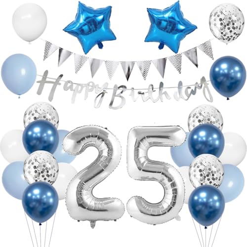 Anlgdi Geburtstagsdeko 25 Jahr Mann, Luftballon 25. Geburtstag Männer Deko, Blau Tortendeko Geburtstags 25 Jahre, Deko 25. Geburtstags Frauen, Folienballon 25 Geburtstag Männer Dekoration Anlgdi Geburtstagsdeko 25 Jahr Mann, Luftballon 25. Geburtstag Männer Deko, Blau Tortendeko Geburtstags 25 Jahre, Deko 25. Geburtstags Frauen, Folienballon 25 Geburtstag Männer Dekoration von Anlgdi