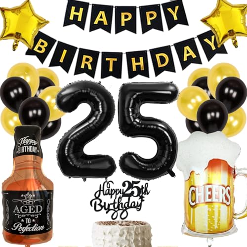 Anlgdi Geburtstagsdeko 25 Jahre Mann Frau, Ballon 25. Geburtstag Deko Männer, Schwarz Tortendeko Geburtstag 25 Jahre Mann, Helium Ballon Whiskey Bierglas für 25. Geburtstags Männer Party Dekoration Anlgdi Geburtstagsdeko 25 Jahre Mann Frau, Ballon 25. Geburtstag Deko Männer, Schwarz Tortendeko Geburtstag 25 Jahre Mann, Helium Ballon Whiskey Bierglas für 25. Geburtstags Männer Party Dekoration von Anlgdi