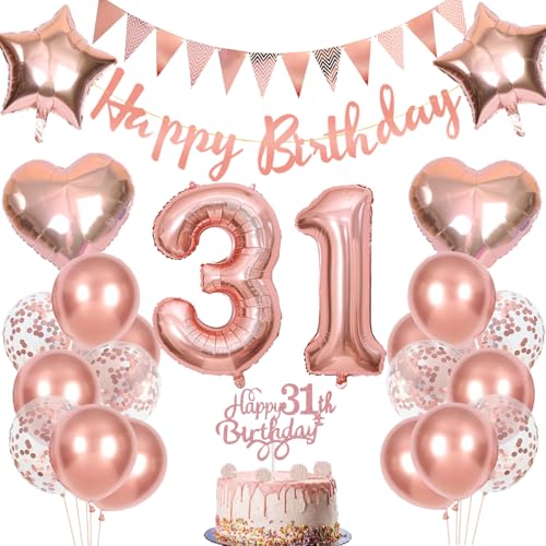Anlgdi Geburtstagsdeko 31 Jahre Frau, Rosegold Tortendeko Geburtstag 31 Jahre Frauen, Deko 31. Geburtstag Frau, Luftballons 31. Geburtstag Frau, Happy Birthday Banner Deko 31 Geburtstag Frauen Anlgdi Geburtstagsdeko 31 Jahre Frau, Rosegold Tortendeko Geburtstag 31 Jahre Frauen, Deko 31. Geburtstag Frau, Luftballons 31. Geburtstag Frau, Happy Birthday Banner Deko 31 Geburtstag Frauen von Anlgdi