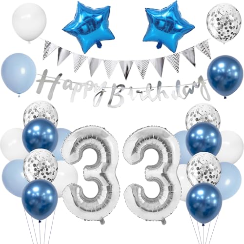 Anlgdi Geburtstagsdeko 33 Jahr Mann, Luftballon 33. Geburtstag Männer Deko, Blau Tortendeko Geburtstags 33 Jahre, Deko 33. Geburtstags Frauen, Folienballon 33 Geburtstag Männer Dekoration Anlgdi Geburtstagsdeko 33 Jahr Mann, Luftballon 33. Geburtstag Männer Deko, Blau Tortendeko Geburtstags 33 Jahre, Deko 33. Geburtstags Frauen, Folienballon 33 Geburtstag Männer Dekoration von Anlgdi