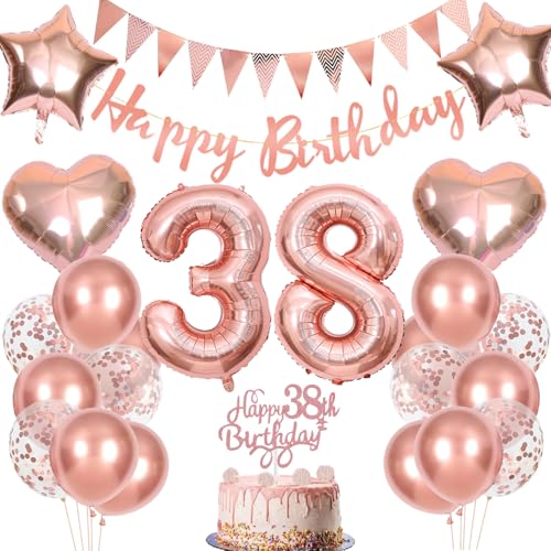 Anlgdi Geburtstagsdeko 38 Jahre Frau, Rosegold Tortendeko Geburtstag 38 Jahre Frauen, Deko 38. Geburtstag Frau, Luftballons 38. Geburtstag Frau, Happy Birthday Banner Deko 38 Geburtstag Frauen Anlgdi Geburtstagsdeko 38 Jahre Frau, Rosegold Tortendeko Geburtstag 38 Jahre Frauen, Deko 38. Geburtstag Frau, Luftballons 38. Geburtstag Frau, Happy Birthday Banner Deko 38 Geburtstag Frauen von Anlgdi