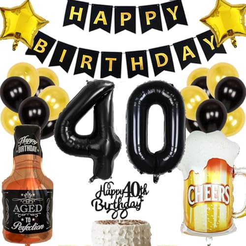 Anlgdi Geburtstagsdeko 40 Jahre Mann Frau, Ballon 40. Geburtstag Deko Männer, Schwarz Tortendeko Geburtstag 40 Jahre Mann, Helium Ballon Whiskey Bierglas für 40. Geburtstag Männer Party Dekoration Anlgdi Geburtstagsdeko 40 Jahre Mann Frau, Ballon 40. Geburtstag Deko Männer, Schwarz Tortendeko Geburtstag 40 Jahre Mann, Helium Ballon Whiskey Bierglas für 40. Geburtstag Männer Party Dekoration von Anlgdi