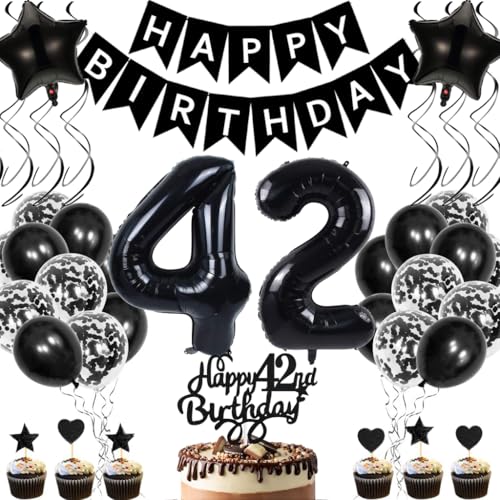 Anlgdi Geburtstagsdeko 42 Jahre Mann Frau, Luftballons 42. Geburtstag Dekoration, Schwarz Tortendeko Geburtstag 42 Jahre Frauen, Folienballon Zahl 42 Schwarz, Deko 42. Geburtstag Männer Frauen Anlgdi Geburtstagsdeko 42 Jahre Mann Frau, Luftballons 42. Geburtstag Dekoration, Schwarz Tortendeko Geburtstag 42 Jahre Frauen, Folienballon Zahl 42 Schwarz, Deko 42. Geburtstag Männer Frauen von Anlgdi