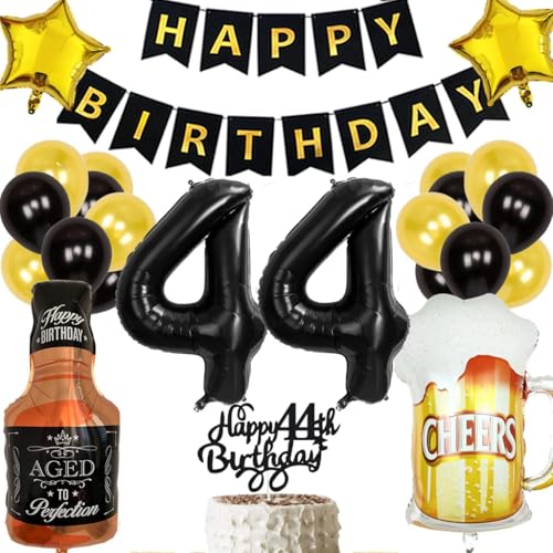 Anlgdi Geburtstagsdeko 44 Jahre Mann Frau, Ballon 44. Geburtstag Deko Männer, Schwarz Tortendeko Geburtstag 44 Jahre Mann, Helium Ballon Whiskey Bierglas für 44. Geburtstags Männer Party Dekoration Anlgdi Geburtstagsdeko 44 Jahre Mann Frau, Ballon 44. Geburtstag Deko Männer, Schwarz Tortendeko Geburtstag 44 Jahre Mann, Helium Ballon Whiskey Bierglas für 44. Geburtstags Männer Party Dekoration von Anlgdi