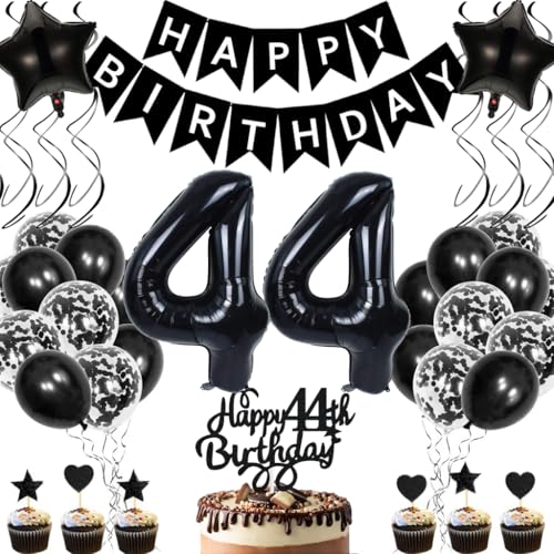 Anlgdi Geburtstagsdeko 44 Jahre Mann Frau, Luftballons 44. Geburtstag Dekoration, Schwarz Tortendeko Geburtstag 44 Jahre Frauen, Folienballon Zahl 44 Schwarz, Deko 44. Geburtstag Männer Frauen Anlgdi Geburtstagsdeko 44 Jahre Mann Frau, Luftballons 44. Geburtstag Dekoration, Schwarz Tortendeko Geburtstag 44 Jahre Frauen, Folienballon Zahl 44 Schwarz, Deko 44. Geburtstag Männer Frauen von Anlgdi